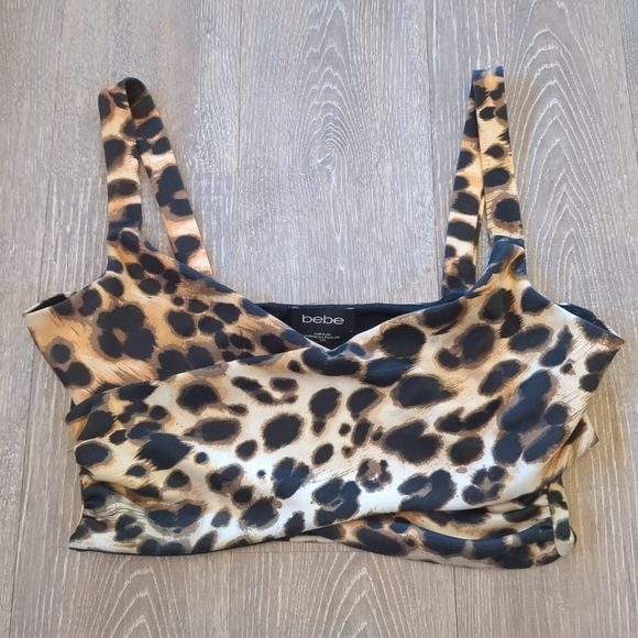 Bebe Crop Top Womens Size Large Y2k Mob Wife - Picture 1 of 6